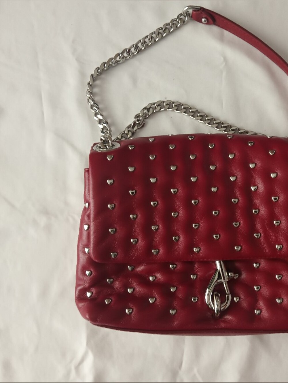 Rebecca Minkoff Red Quilted Studded Leather Shoulder Bag - Picture 2 of 7